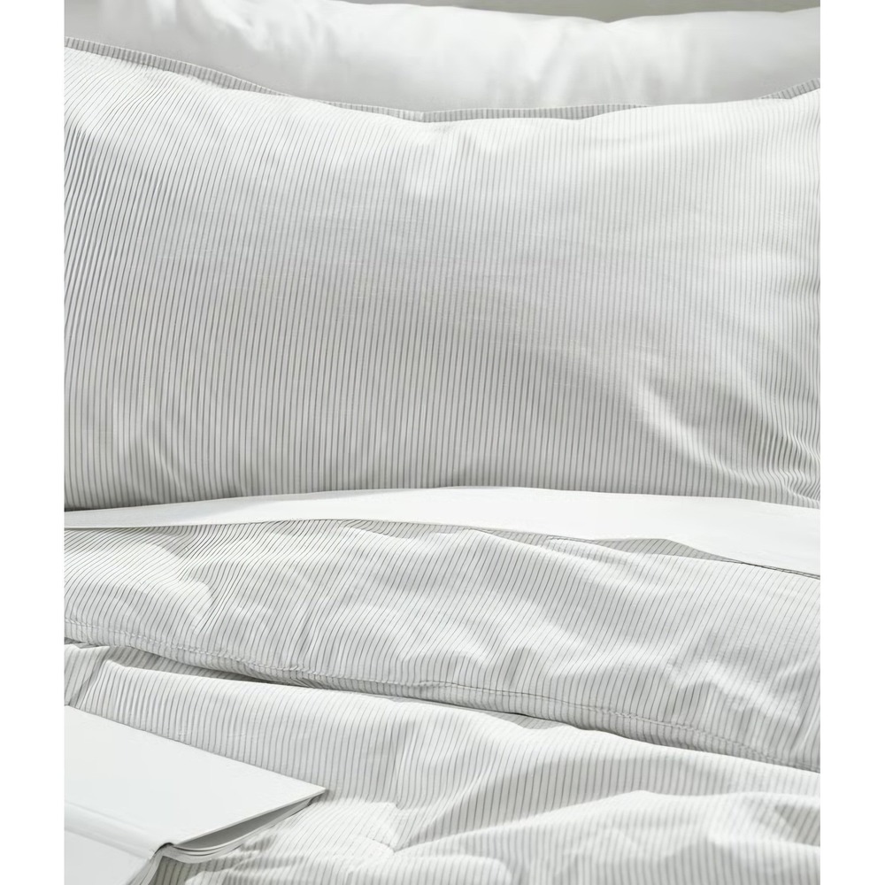 IKEA BERGPALM King Duvet Cover and 2 Pillowcases Grey Gray pinstripe